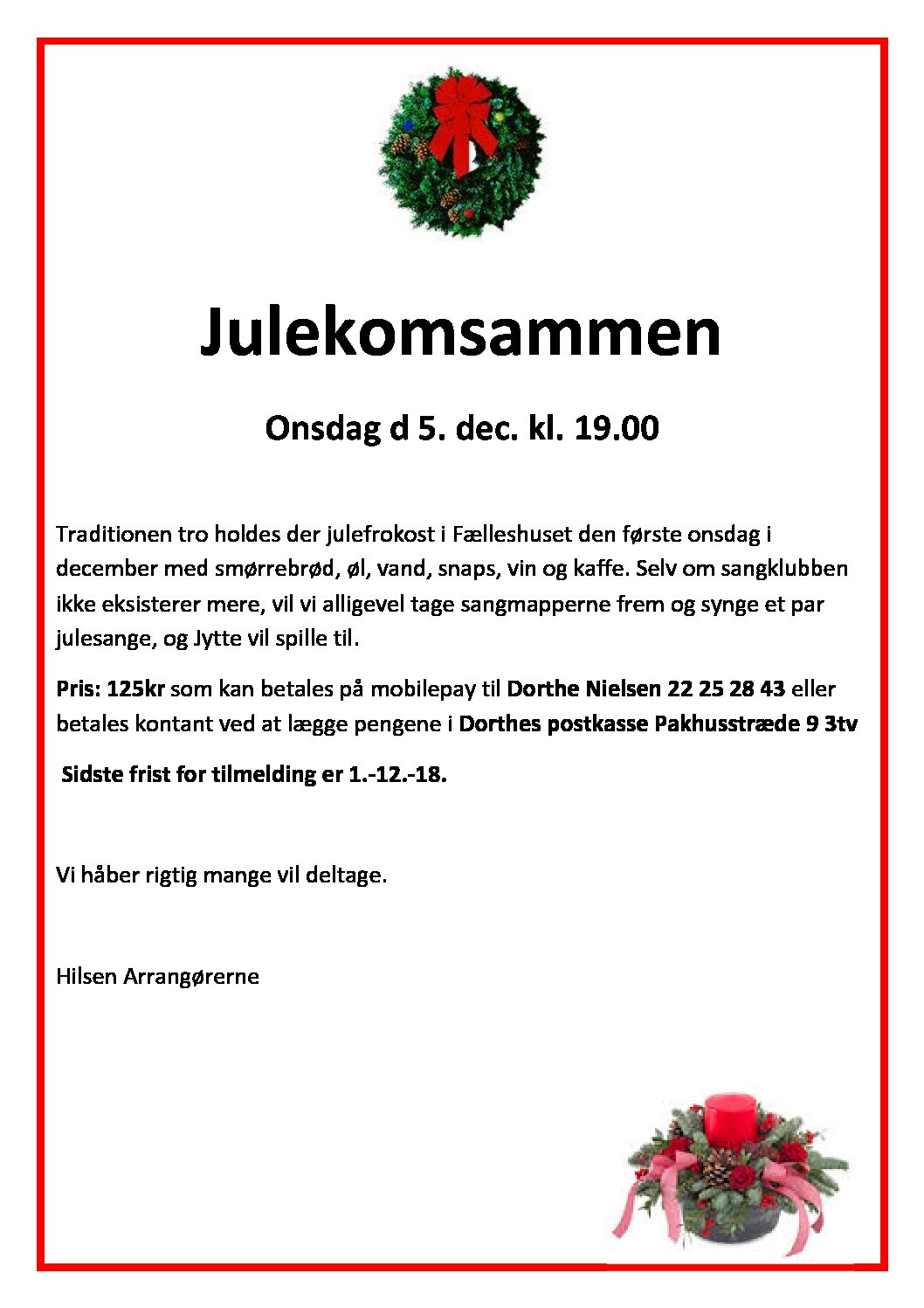 Pigerne holder igen i år julekomsammen. Det bliver d. 5. december