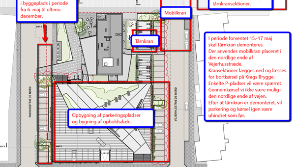 Plan over Højhusgrunden og ændrede P-pladser